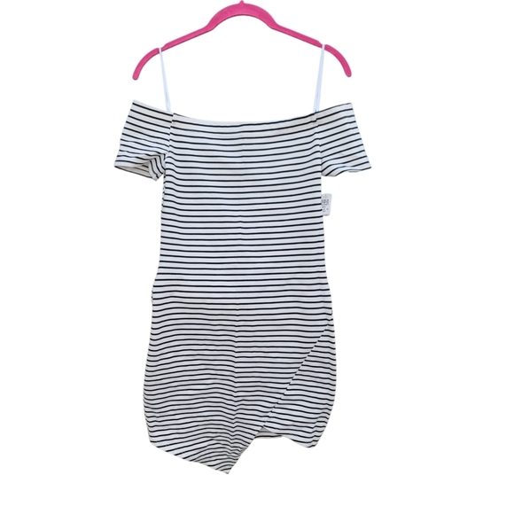 NWT Windsor Striped Off-Shoulder Asymmetrical Bodycon Mini Dress - Picture 1 of 5